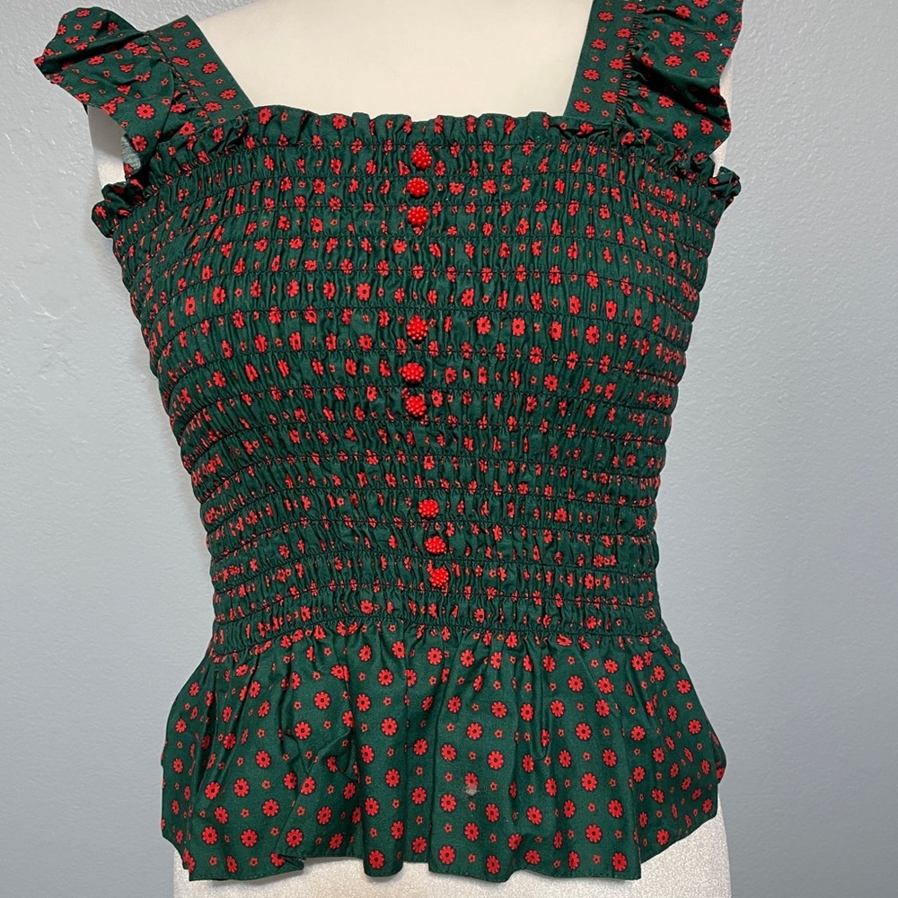 Handmade Green Smocked Top & Maxi Skirt Babydoll Boho Prairie Cottagecore Small - Picture 4 of 12